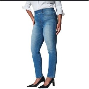 Spanx Straight Leg Jeans Vintage Indigo Size 1X Pull On Denim Pants - Runs Small